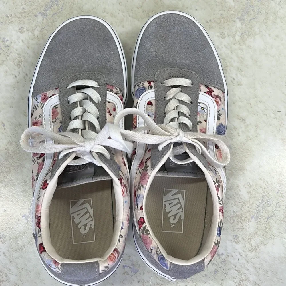 VANS Old Skool Gray, Floral, Butterfly Sneakers 5